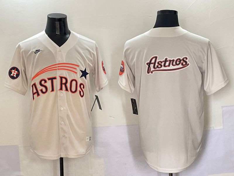 Men Houston Astros Blank Cream Five generations Joint Name 2025 Nike MLB Jersey style 18->houston astros->MLB Jersey